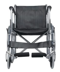 AID PLUS Foldable Wheelchair Heavy Duty Chromed Steel Frame Comfortable PVC Seat Medical Use