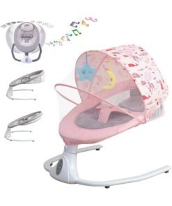 JCB CHIC Electric Baby Swing Multifunctional Baby Cridle with Remote Control for 0-18 Months Newborn, Infant, Toddler Portable Baby Rocking Chair with Mosquito Net for Indoor Outdoor
