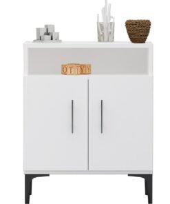 Mahmayi Stylish Multifunctional Medium Height Cabinet with 2 Drawer, 2 Shelf Storage Ideal for Living Room, Kitchen, Bedroom - White