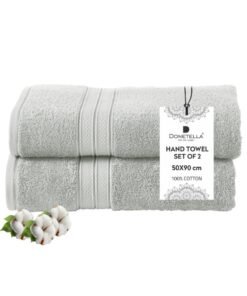 Donetella Premium 100 % Combed Cotton 2-Pcs Hand Towel Set (50 X 90 CM) 600 GSM Super Soft Hand Towel, Highly Absorbent, Quick Dry,Best Towel for Bathroom, Spa And Hotel,White