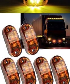 6 Pieces 2.5 Inch 2 Diode Trailer Marker Lights Waterproof LED Trailer Side Marker Light Oval Trailer Running Lights for Truck RV Exterior Marker Lights Surface Mount Accessories, Amber