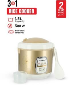 Olsenmark 3-in-1 Rice Cooker | Cook, Steam & Keep Warm Functions | Non-Stick Inner Pot | Durable & Easy to Clean 1.5 L 500 W OMRC2121H Brown