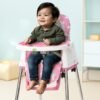 BAYBEE 4 In 1 Nuvella Convertible Baby High Chair For Kids With Adjustable Height And Footrest Baby Chair Toddler Feeding Chair Booster Seat With Food Tray, Wheels &  Safety Belt Kids High Chair For Baby Toddlers 6 Months To 4 Years Pink