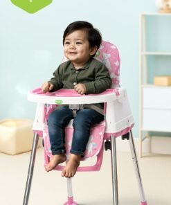 BAYBEE 4 In 1 Nuvella Convertible Baby High Chair For Kids With Adjustable Height And Footrest Baby Chair Toddler Feeding Chair Booster Seat With Food Tray, Wheels &  Safety Belt Kids High Chair For Baby Toddlers 6 Months To 4 Years Pink