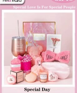 MissTiara Gifts Basket for Women - Birthday Gift Box Set Contains 13 Items Inspirational Gift,Relaxing Spa Care Package for Women Friendship,Friend Gifts for Women
