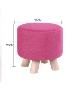 LINGWEI Round Pouf Ottoman Footrest Stool Change Shoe Bench Makeup Chair Fabric Padded Seat