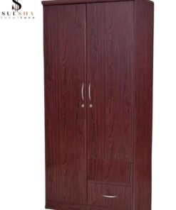 Alternative view of SULSHA 2 Door Wooden Wardrobe Cabinet Cupboard Engineered Wood Perfect Modern Stylish Heavy Duty Mahogany Color