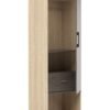 Mahmayi Modern Single Door Wardrobe with Open Shoe Rack, Drawer and Hanging Rods Efficient Storage Versatile Furniture for Home, Bedroom Dark Grey Chicago Concrete and Grey Bardolino Oak