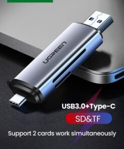 Ugreen SD Card Reader USB 3.0 USB C OTG Dual Slot For UHSI Micro SD SD SDXC SDHC Micro SDXC Micro SDHC MMC Compatible For MacBook Dell XPS Samsung Galaxy S24 S23 Ultra iPhone 16 15 Pro Max SLR Vlog Camera Grey
