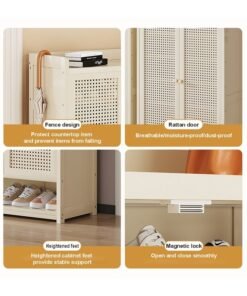 keke 8 Tiers Multifunctional Entryway Shoe Cabinet with 4 Doors - Image 3