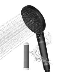 Jomoo Filter Shower Head, Multiple Spray Modes Shower Head with Filter for Chlorine Removal and Hair Skincare Protection, High Pressure Water Saving Showers, G1/2 Connect Black Showerhead
