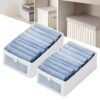 INFOSUN Wardrobe Clothes Organizer, 2pcs Jeans Storage Box, Visible Drawer Organizers for Clothing, Foldable Closet Storage Basket, Washable Drawer Box for Clothing, T-Shirt, Pants, Toys & Books (2Pcs)
