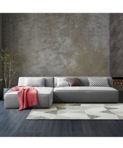 Al Zakharef Furniture Clarissa 3-Seater Luxury L-Shape Velvet Sofa with Free Pillows, Premium Wooden Frame, High-Density Seating Foam, Modern Corner Couch for Living Room Size L270 × W180 cm, Colour Light Grey