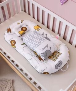 XiuWoo 3Pcs Portable and Foldable Baby Bed Set Baby Lounger with Pillow Quilt Crib Bedding for Newborns Infants Travel Sleeping