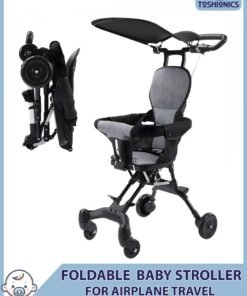 Toshionics Lightweight Baby Stroller for Airport Travel Compact and Foldable Toddler Pushchair Cart with Adjustable Handles Reclining Backrest and Hood Cover for Sun Protection Stroller Perfect for Airplane Travel Road Trips Shopping Walking Stroller Cart for Babies Infants and Toddlers