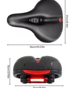 MAANGE Revere Memory Foam Wide Bike Seat with Rear LED Safety Light – Waterproof, Shock-Absorbing Ergonomic Saddle for Road, Mountain, Cruiser & Exercise Bikes - Image 4