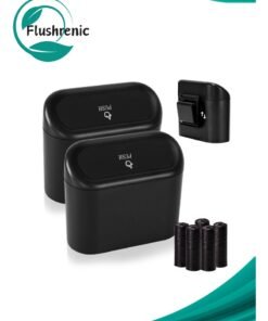 Flushrenic 2-piece mini car trash can with lid, small trash can, leak proof ABS trash can, car interior accessories, household trash can, suitable for cars and offices, with 30 garbage bags