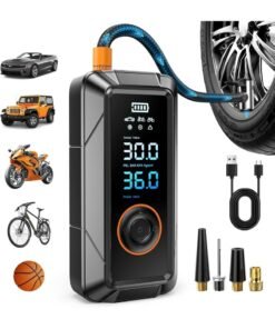 Portable Air Pump,Tire Inflator,Portable Air Compressor 160PSI 5X Faster Portable Cordless Inflator Air Bike Pump with Pressure Gauge Auto Shutoff Function Air Compressor Tires Pump for Cars Motorcycles Bikes Balls