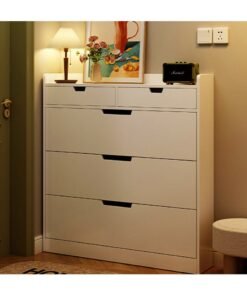 Hihonor 50cm Single Tier Entryway Shoe Cabinet with Three Flaps and Two Drawers in White, Slim Hidden Shoe Cabinet for Entryway, Freestanding Shoe Rack Cabinet for Bedroom, Living Room, Entryway, Warm White