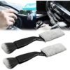 RYNX 2  Double Head Brush for Car CleaningInterior Car Cleaner 2 in 1 Car Duster Car Cleaning BrushPortable Auto Detailing Tools Car Dust Brush for Cleaning Screen Air Vent DashboardBlack