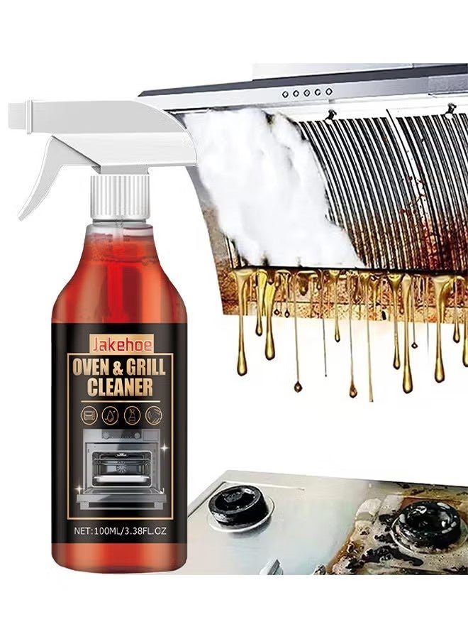 Jakehoe Oven and Grill Cleaner Spray 100ml, Cleans Degreases BBQ Cooking Grates Racks, Glass, Ceramic Cooktops, Pellet, Heavy Duty Degreaser