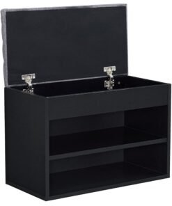 MODERN HOME Entryway Shoe Storage Bench with Cushion | Hallway Organizer & Hidden Lift-Top Storage Black