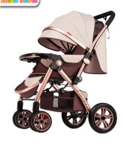 MissTiara Baby Stroller with High View  Double Push Rod Cans Sit and Lie Down Lightweight Foldable Four-wheel Rubber Strong Shock Absorption Large Space Durable Suitable for Baby 0-3 Years Old Travel Strollers