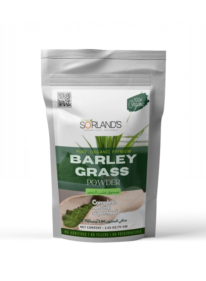 Sorland's Organic Barley Grass Powder – 75 g Complete Natural Superfood for Daily Detox, Digestion & Energy — with Freshness in Every Sip