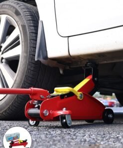 DUNISO Hydraulic Trolley Car Lift Jack， Floor car jack with a capacity of 2 tons, equipped with a Storage plastic box for easy carrying and storage，Red
