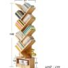 ARNOTEC Tree Bookshelf with Drawer, 10 Shelf Rustic, Retro Wood Storage Rack for CDs/Movies/Books, Ladder Shelf, Utility Organizer Shelves for Living Room, Bedroom, Home Office