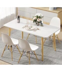 Modern Dining Table Simple Office Table Kitchen Side Table Writing Desk with Wood Legs for Home Living Room Office Meeting Room（120*60*73CM）