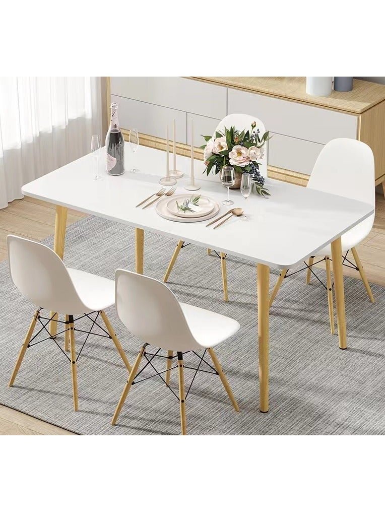 Modern Dining Table Simple Office Table Kitchen Side Table Writing Desk with Wood Legs for Home Living Room Office Meeting Room(120*60*73CM)