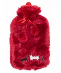 Biggdesign 2L Large Hot Water Bag with Soft Plush Cover, Cold & Hot Compress, Washable Hot Water Bag for Cramps, Neck and Back Pain, Feet and Shoulders, Red