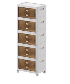 keke 5 Layers Multi-Functional Foldable Storage Cabinet with Doors and Wheels (170L)