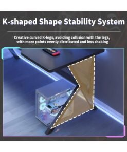 OHAHO 120CM Gaming Table,Gaming Desk, Computer Desk Home Office Desk Extra Large Modern Ergonomic Black PC Table Gamer Workstation (Black, 120x60x75cm) - Image 3