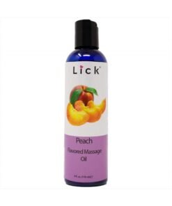LICK Peach Flavored Massage Oil for Couples – Edible Massaging Lotion with Vitamin E and Sweet Almond and Coconut Oil is Non Sticky and Gentle on Skin – Natural, Relaxing and Vegan (4 oz)