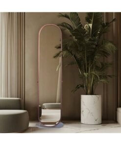 Switch Rose Gold Iron Frame Full Length Mirror With Imitation Marble Stand, Size 170X50 CM