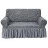 Fabienne Jacquard Fabric Stretchable Two Seater Sofa Cover Grey