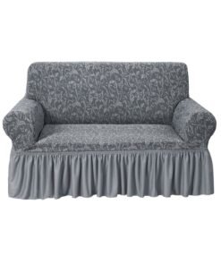 Fabienne Jacquard Fabric Stretchable Two Seater Sofa Cover Grey