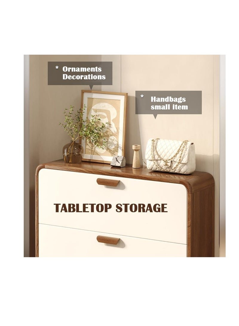 CityRiya-Long Shoe Cabinet with 3 Flip Drawers, Freestanding Shoe Storage Cabinet with Adjustable Shelf & Anti-Tipping Device, Shoe Rack for Entryway, Hallway, Living Room (XG029,White) - Image 4