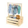 NQEUEPN Wooden Baby Shower Wardrobe  Stylish Crate Closet With Versatile Clothes Rack and Practical Storage Basket for New Parents Gifts and Newborn Essentials
