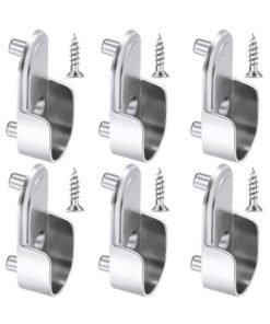 SYOSI 6 Pcs Oval Wardrobe Hanging Rails Fittings, Wardrobe Pole Fittings, Wardrobe Rod Bracket Bracket for Wardrobe Shower Curtain Closet Curtain Wardrobe Closet, Polished Chrome Finish