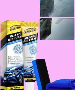 ONELUX Car Glass Oil Film Stain Removal Cleaner 100% for Glass Clear Oil Film Remover for Glass Window Oil Film Remover Small Towel and Sponge Inside the Box