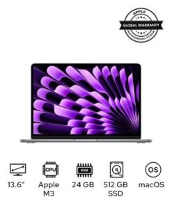 Apple MacBook Air MC8M4 Laptop With 13.6-Inch Display, M3 chip 8-core CPU and 10-core GPU Processor/24GB RAM/512GB SSD/macOS English/Arabic Space Grey