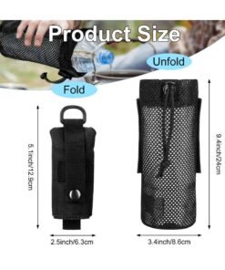 Alternative view of SOLARAE 3 Pcs Adjustable Water Bottle Pouch, Molle Tactical Storage Mesh Bag for 17 Oz Drink Cup Lightweight Foldable Mesh Water Bottle Holder for Backpack Travel Bag (Brown, Army-Green, Black)