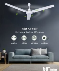 MODI 56 Inch 3-Blade Indoor Ceiling Fan 5 Speed Control Silent Performance Perfect for Home & Office (Golden Decor)