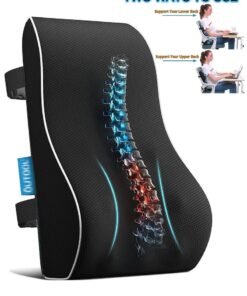 MissTiara Lumbar Support Pillow for Office Chair Memory Foam Back Cushion for Back Pain Relief Improve Posture Large Back Pillow for Car, Computer Chair, Recliner Breathable Mesh Cover Double Adjustable Straps