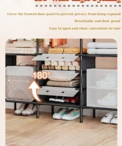 Alternative view of Multifunctional Portable Wardrobe Closet with Shelves, Freestanding Clothing Storage Organizer for Living Room Bedroom (102×38×181cm)