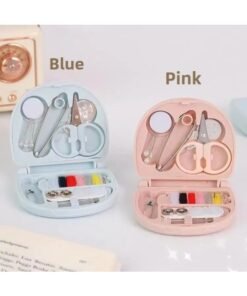 Nordic Style Mini Portable Needle And Thread Box Sewing Tool Set For Hotel Supplies Plastic Material Home Goods-Color:Light Blue