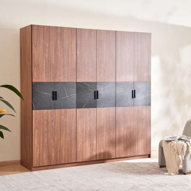 Pan Home ROME 6 DOOR WARDROBE - WALNUT